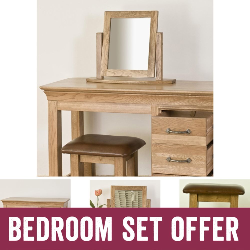 French Solid Oak King Bed Bedroom Package